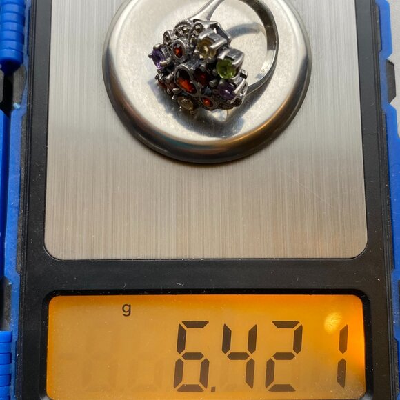 Heart Shaped Multi Gemstone Garnet Citrine Amethyst Sterling Silver Ring Sz. 5 - Picture 15 of 15